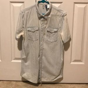 Men’s light denim button up shirt